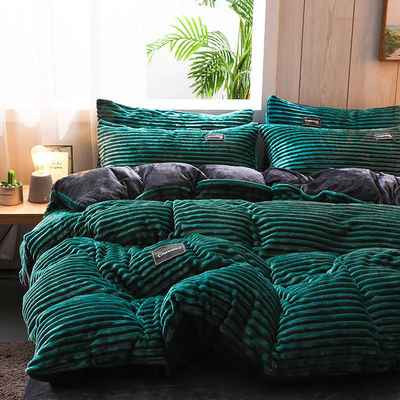 Queen/King Size Fleece Velvet Duvet Cover Bedden Set met winterbedden en gedrukte patronen