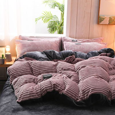 Queen/King Size Fleece Velvet Duvet Cover Bedden Set met winterbedden en gedrukte patronen