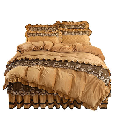 Dekbed set 4pcs 400TC katoenen bed rok luxe pleat bedden met 2 kussens
