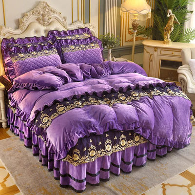 Dekbed set 4pcs 400TC katoenen bed rok luxe pleat bedden met 2 kussens