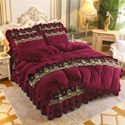Dekbed set 4pcs 400TC katoenen bed rok luxe pleat bedden met 2 kussens