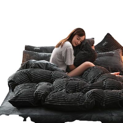 Flannel beddengoed set 4 stuks lakenset voor eenpersoonsbed Nationale normen Koningin/koning maat