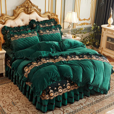 Dekbed set 4pcs 400TC katoenen bed rok luxe pleat bedden met 2 kussens