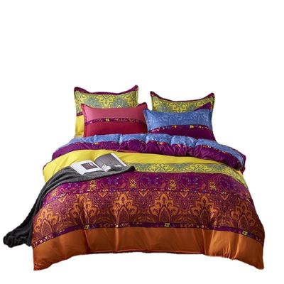 Home Hotel Bohemian Double Duvet Cover Set Blauw met Bruin Boho Quilt Bedden Set