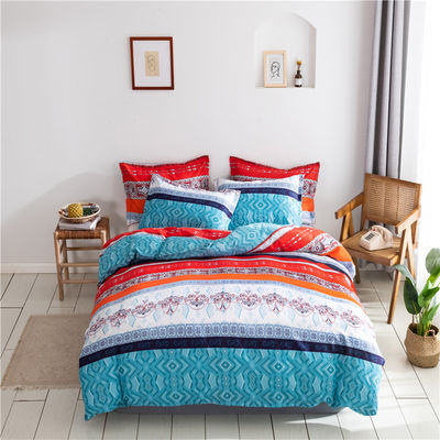 Home Hotel Bohemian Double Duvet Cover Set Blauw met Bruin Boho Quilt Bedden Set