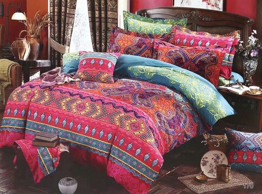 Home Hotel Bohemian Double Duvet Cover Set Blauw met Bruin Boho Quilt Bedden Set