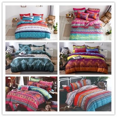 Home Hotel Bohemian Double Duvet Cover Set Blauw met Bruin Boho Quilt Bedden Set
