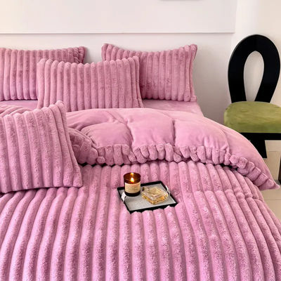 Huwelijk Vierstuk Kit Design Rabbit Fake Fur Fluffy Plush Vierstuk Bedden Set