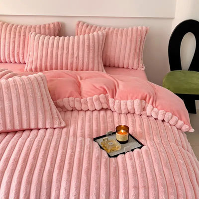 Huwelijk Vierstuk Kit Design Rabbit Fake Fur Fluffy Plush Vierstuk Bedden Set