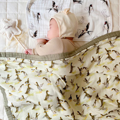 Patroon stijl Baby bamboe katoen gaas bad nieuwgeboren deken set voor klasse A kinderbed