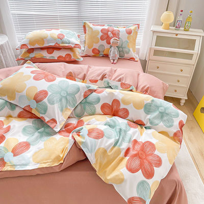 Plantpatroon Katoen Gepoetste beddengoed Set voor 2,2m 7 voet Bed Eenvoudig ontwerp