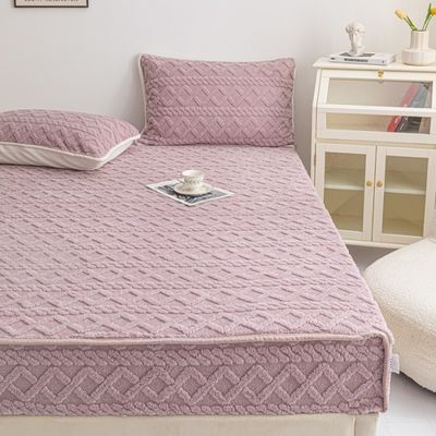 Eén stuk winter warm koraal fluweel beddek met niet-slip mat ideaal voor thuis