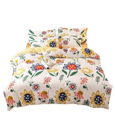 Gepersonaliseerde grootte Cartoon katoen-pure 4 stuk bed set voor kinderen in studenten slaapkamer