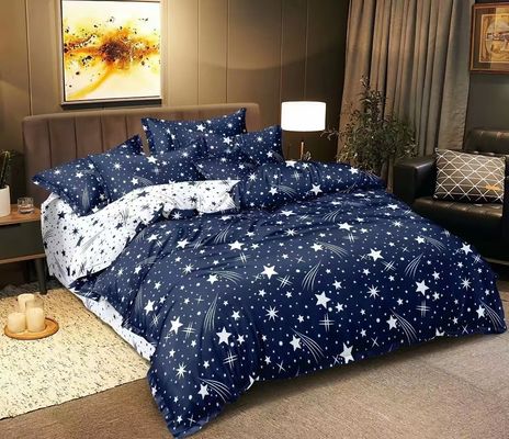 100% katoen microfiber huis hotel bruiloft beddengoed set met diagonaal afdrukken en kant bed rok