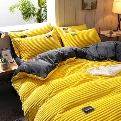 Stripes Pattern Magic Fleece Double-sided Bed Linen Set 4 Pieces All-Season Collecties