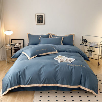 2023 Style Grade A 100% katoen 4pcs beddengoed set met geborduurde hoek matching proces