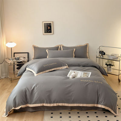 2023 Style Grade A 100% katoen 4pcs beddengoed set met geborduurde hoek matching proces