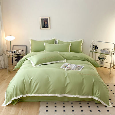 Alle seizoenen katoenen linnen weefsel zacht 4pcs plat geweven lakens beddengoed Set voor luxe beddengoed
