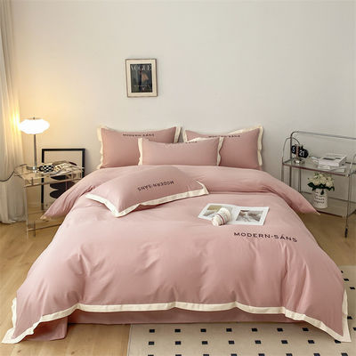 Alle seizoenen katoenen linnen weefsel zacht 4pcs plat geweven lakens beddengoed Set voor luxe beddengoed