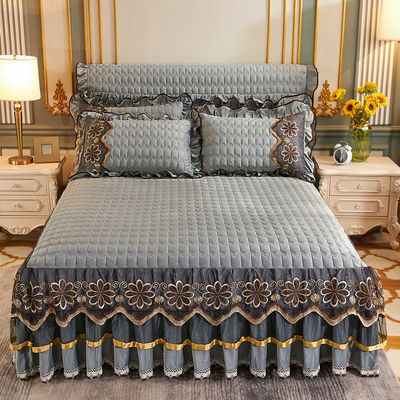 Hotel beddengoed sets Polyester vezel gevulde bloemplanten beddek bed bed bedden fitting rok lakens 3pcs beddek set
