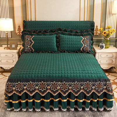 Hotel beddengoed sets Polyester vezel gevulde bloemplanten beddek bed bed bedden fitting rok lakens 3pcs beddek set