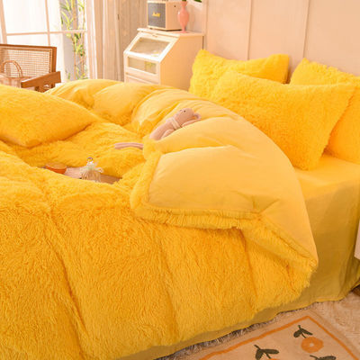 Regenboogkleurige vacht fluffige fluffige pluis beddengoed set voor kinderen meisje draad getal 300tc