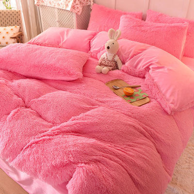 Regenboogkleurige vacht fluffige fluffige pluis beddengoed set voor kinderen meisje draad getal 300tc