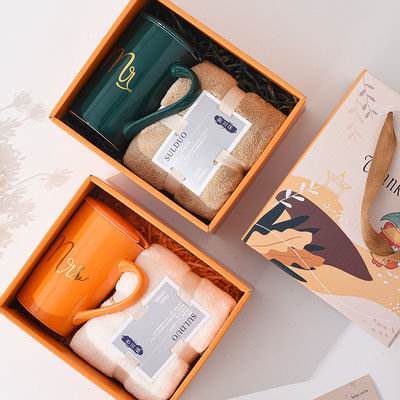 Gravure Printing High Aesthetic Coral Velvet Handdoek Waterbekers Mugs Bruilofts souvenirs