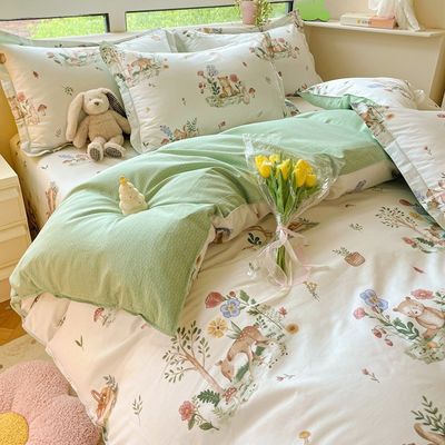 Huwelijk Vierdelige Kit Bedden Dekbed Dekbed Cartoon Cotton Bed Set Luxe beddengoed