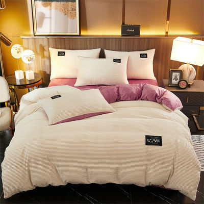 Polyester flannel fluweelflee Winter Warm Solid Queen King Size Bedden Set voor Bedden