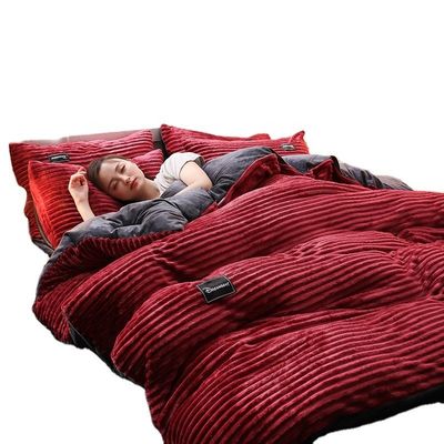 100% polyester vezel winter warme flanel fluweel vlind koningin king size beddengoed set