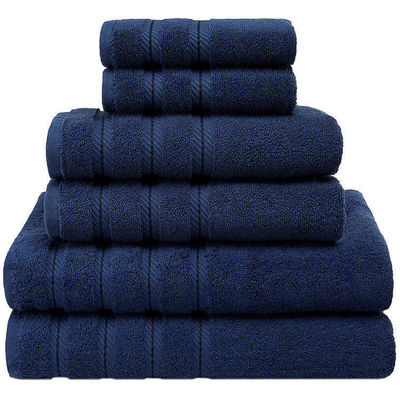 Custom private label luxe Dobby Border 100% katoenen handdoek voor volwassen badkamer douche