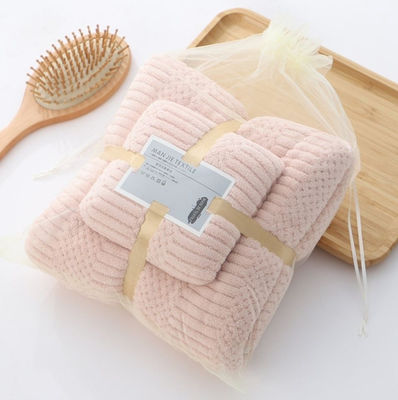 Custom Microfiber Quick Dry Plush Coral Fleece Soft Towel Set Hotel Badhanddoeken 250gm
