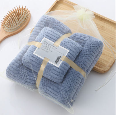 Custom Microfiber Quick Dry Plush Coral Fleece Soft Towel Set Hotel Badhanddoeken 250gm