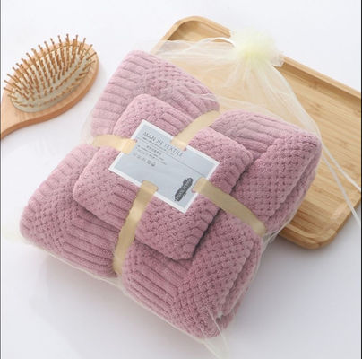 Custom Microfiber Quick Dry Plush Coral Fleece Soft Towel Set Hotel Badhanddoeken 250gm