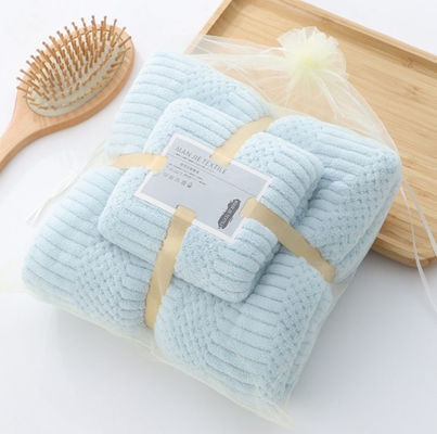 Custom Microfiber Quick Dry Plush Coral Fleece Soft Towel Set Hotel Badhanddoeken 250gm