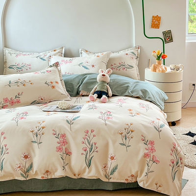 Reactief drukken eenvoudig bloemenpatroon polyester beddengoed voor luxe beddengoed