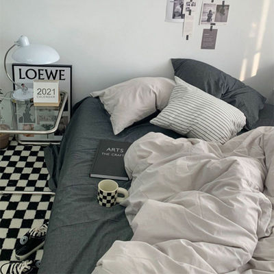 Kleine, verse katoenen beddoek, dekbed, dubbele spreuk, mode-bedkleding, vier stukken.