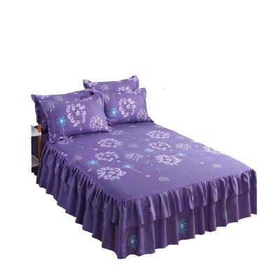 Moderne bloemenplant gedrukt geweven 100% katoen beddek gefixeerde rok lakens 3pcs beddengoed beddek sets