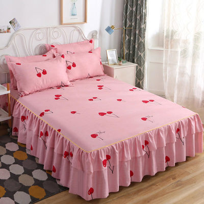 Moderne bloemenplant gedrukt geweven 100% katoen beddek gefixeerde rok lakens 3pcs beddengoed beddek sets