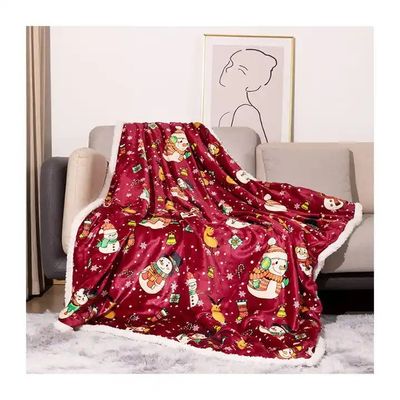 Anti-pilling Coral Fleece Double Layer Sherpa Plush Blanket voor op maat gemaakte kerstcadeaus