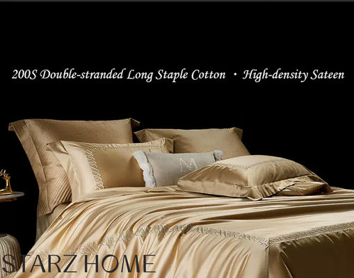 100% katoenen satin bedden sets Europese stijl 200S Double Stranded Long Staple
