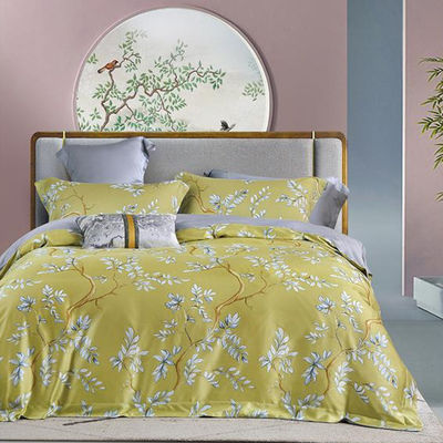 100% Tencel Luxury Silky Soft Bed Set 300TC Printed Fabric Quilt Cover Kussensets