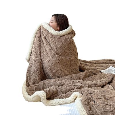 Bruiloft gebreide dubbelzijdige lammetje kasjmier plaid deken voor de winter warmte