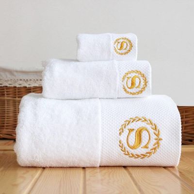 Custom Logo Hotel Handdoek Set Breed gestreepte koraal fluweel 35*75cm 70*140cm zacht absorberend