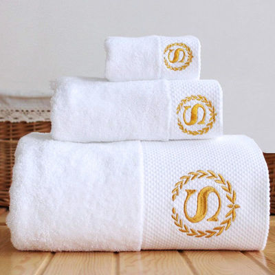 Custom Logo Hotel Handdoek Set Breed gestreepte koraal fluweel 35*75cm 70*140cm zacht absorberend