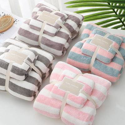 Breedstreep Coral Velvet Hand-Face Towel Set 35*75cm 70*140cm Microfiber Absorbent Towel Set