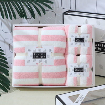 Breedstreep Coral Velvet Hand-Face Towel Set 35*75cm 70*140cm Microfiber Absorbent Towel Set