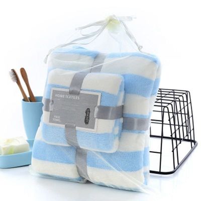 Breedstreep Coral Velvet Hand-Face Towel Set 35*75cm 70*140cm Microfiber Absorbent Towel Set