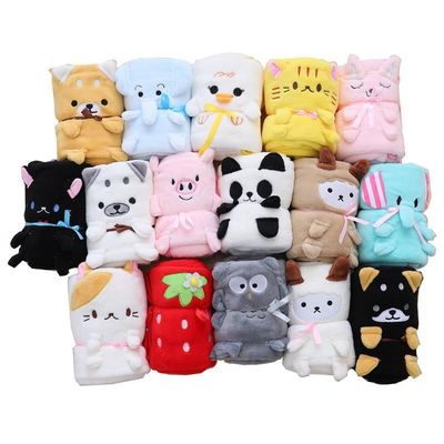 Zwakke 220g baby opgerolde deken Grappig dier cartoon Vlies pluis deken voor bedden